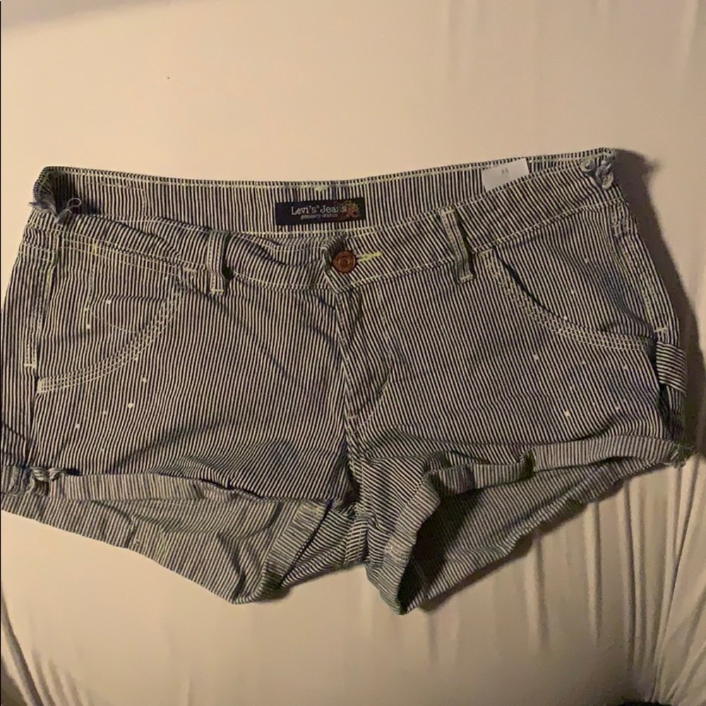 Striped jean shorts